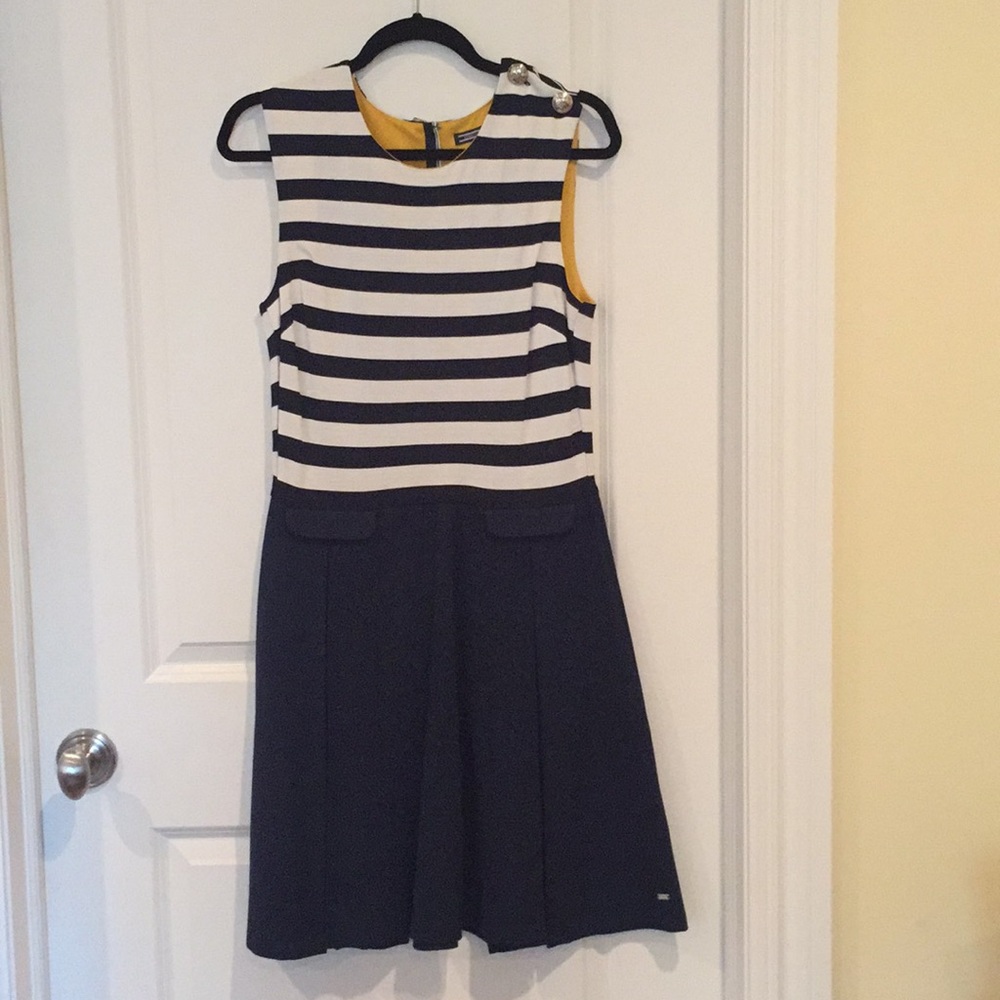 Navy blue and white dress